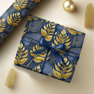 Blue Gold Christmas Pattern#29 ID1009 Wrapping Paper