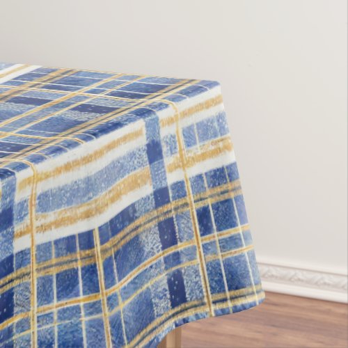 Blue Gold Christmas Pattern2 ID1009 Tablecloth