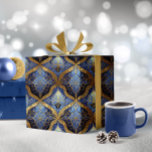 Blue Gold Christmas Pattern#31 ID1009 Wrapping Paper<br><div class="desc">If you are wondering what color combinations to pick for your Christmas decor and gift wrap supplies this year, I've created collections of coordinating patterns to make life just a bit easier. This elegant geometrical design, in an ornate Baroque style, is shown here in a striking blue and gold color...</div>