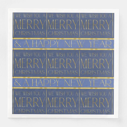 Blue Gold Christmas Pattern34 ID1009 Paper Dinner Napkins