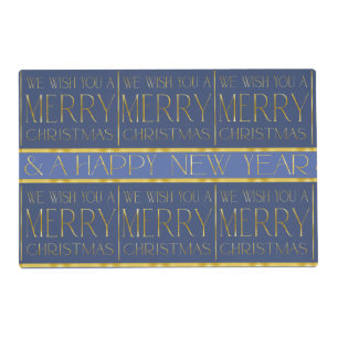 Blue Gold Christmas Pattern#34 ID1009 Placemat