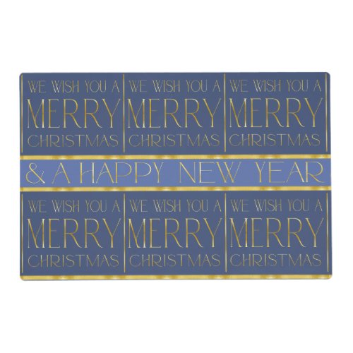 Blue Gold Christmas Pattern34 ID1009 Placemat