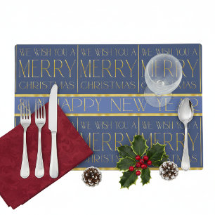 Blue Gold Christmas Pattern#34 ID1009 Placemat