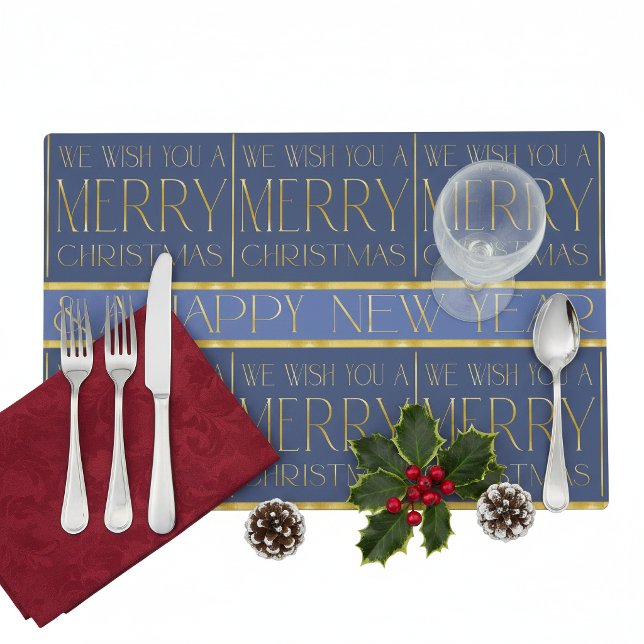 Blue Gold Christmas Pattern#34 ID1009 Placemat (Creator Uploaded)
