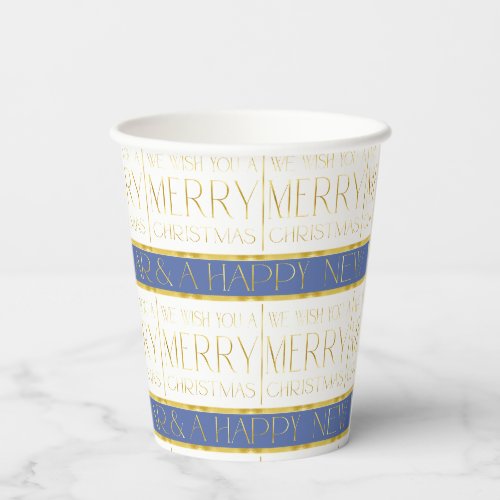 Blue Gold Christmas Pattern35 ID1009 Paper Cups
