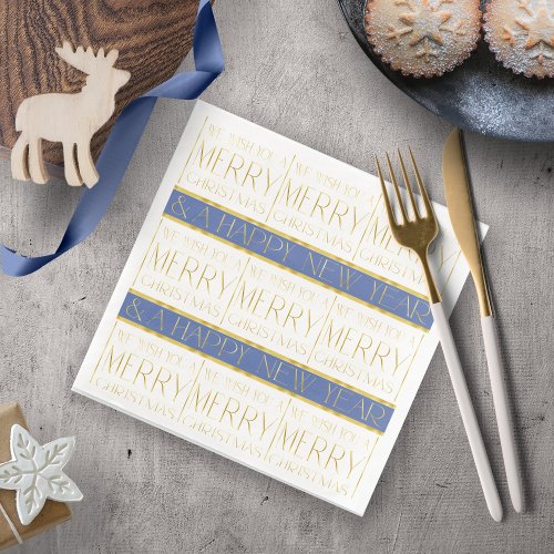 Blue Gold Christmas Pattern35 ID1009 Paper Dinner Napkins