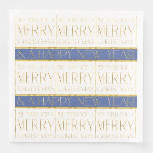Blue Gold Christmas Pattern35 ID1009 Paper Dinner Napkins
