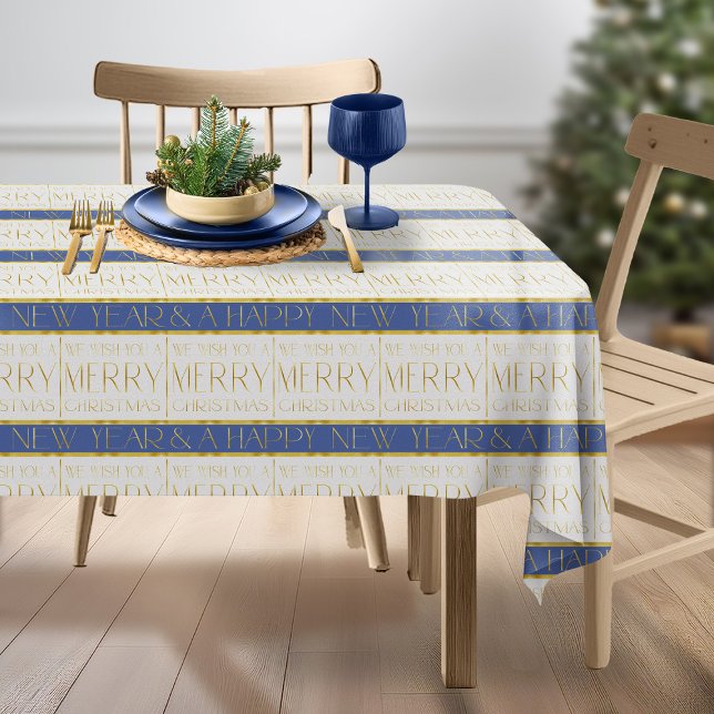 Blue Gold Christmas Pattern#35 ID1009 Tablecloth (Creator Uploaded)