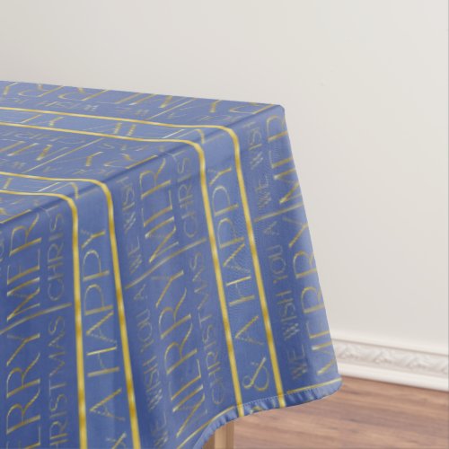Blue Gold Christmas Pattern35b ID1009 Tablecloth