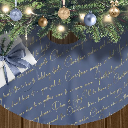 Blue Gold Christmas Pattern36 ID1009 Brushed Polyester Tree Skirt