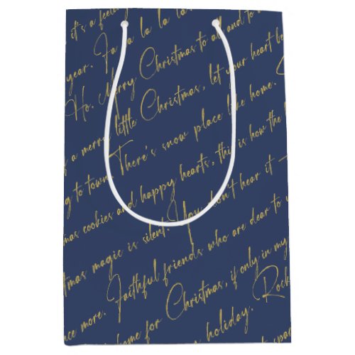 Blue Gold Christmas Pattern36 ID1009 Medium Gift Bag