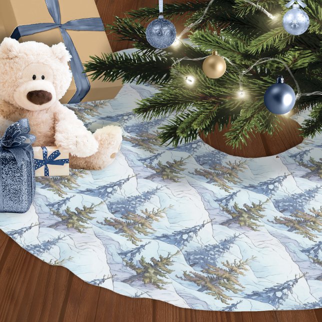 Blue Gold Christmas Pattern#4 ID1009 Brushed Polyester Tree Skirt (Creator Uploaded)