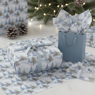 Blue Gold Christmas Pattern#4 ID1009 Tissue Paper