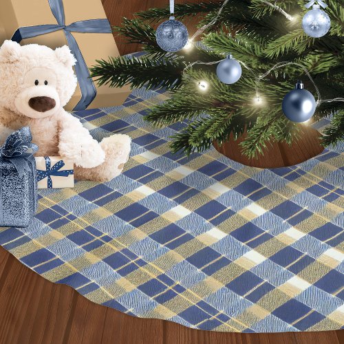 Blue Gold Christmas Pattern7 ID1009 Brushed Polyester Tree Skirt