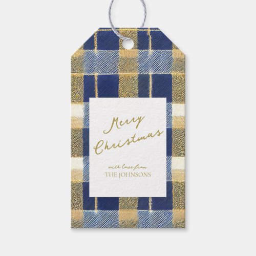 Blue Gold Christmas Pattern7 ID1009 Gift Tags