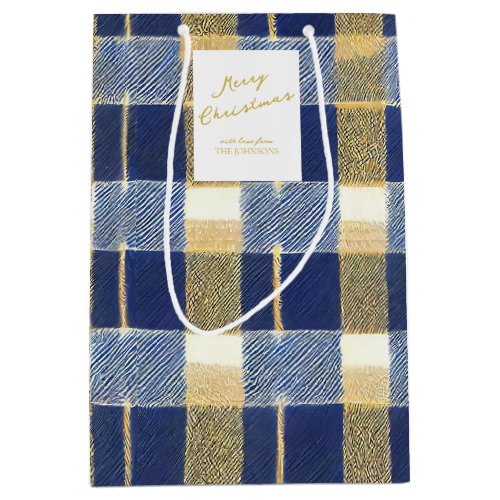 Blue Gold Christmas Pattern7 ID1009 Medium Gift Bag