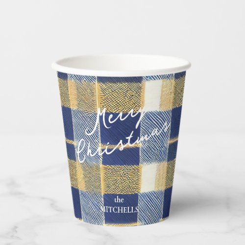 Blue Gold Christmas Pattern7 ID1009 Paper Cups