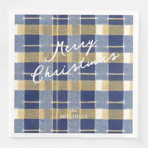 Blue Gold Christmas Pattern7 ID1009 Paper Dinner Napkins