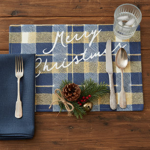 Blue Gold Christmas Pattern#7 ID1009 Placemat