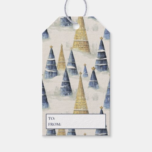 Blue Gold Christmas Pattern8 ID1009 Gift Tags