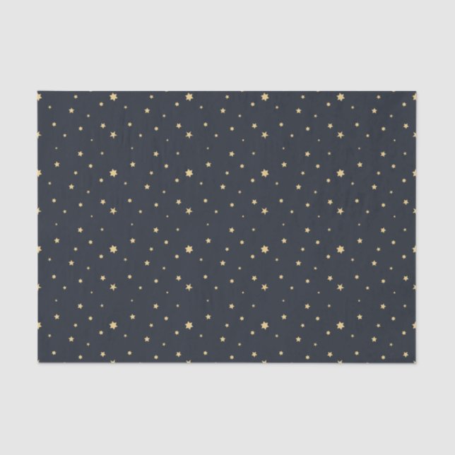 Blue & Gold Christmas Stars Tissue Paper (Front)