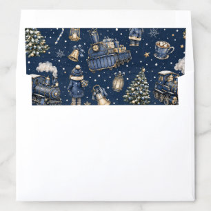 Blue Gold Christmas Steam Train Envelope Liner