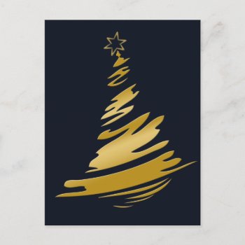 Blue Gold Christmas Tree Holiday Postcard by XmasMall at Zazzle