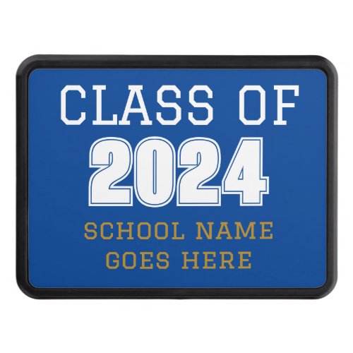 Blue Gold Class of 2024 Personalized Graduation Hitch Cover