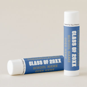Blue Gold Class of 2026 Custom Graduation Party Lip Balm