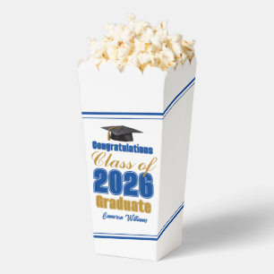 Blue Gold Class of 2026 Graduation Party Popcorn Favor Boxes