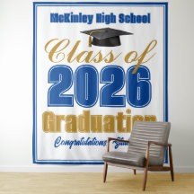 Blue Gold Class of 2026 Graduation Photo Booth