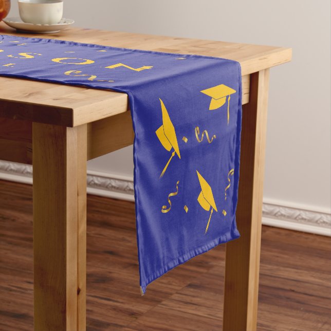 Blue Gold Class of 2026 Graduation Short Table Runner (In Situ)