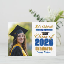 Blue Gold Class of 2026 Photo Graduation Party