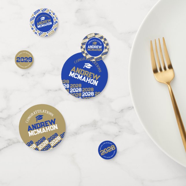 Blue & Gold Class of ANY YEAR Personalized Party Confetti (Group)