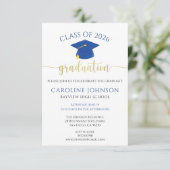 Blue & Gold Class Of Graduation Party Invitation (Standing Front)