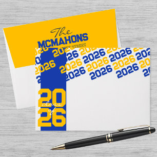 Blue & Gold Class of + Return Address Graduation Envelope