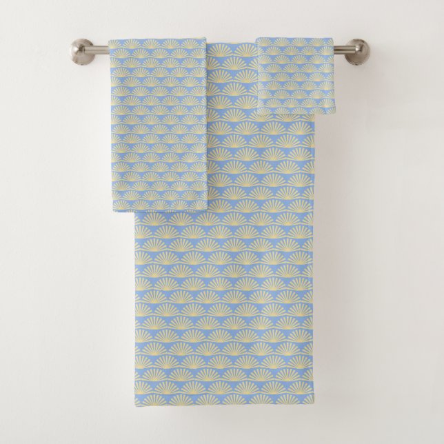 Blue Gold Classy Modern Pattern Bath Towel Set (Insitu)