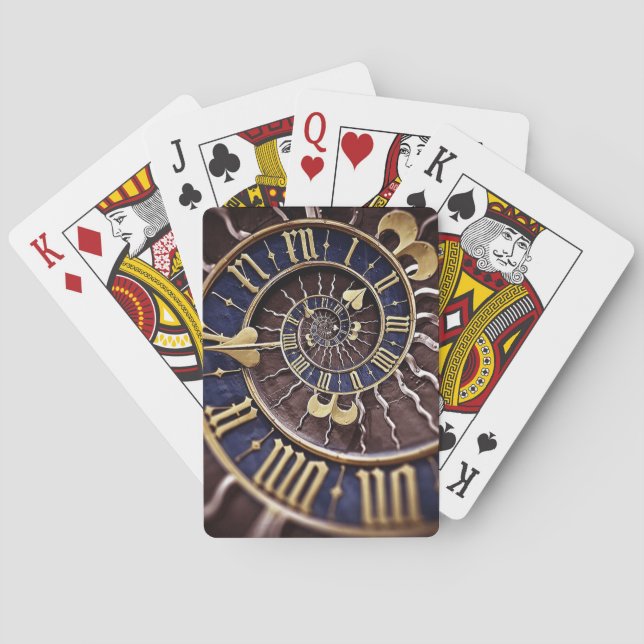 Blue & Gold Clock Face Poker Cards (Back)