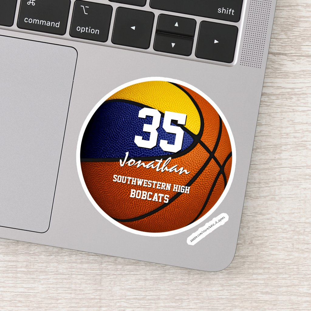 blue gold club colors kids basketball team gifts sticker
