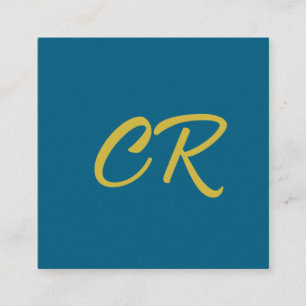 Blue & Gold Color Monogram Modern Minimalist Enclosure Card