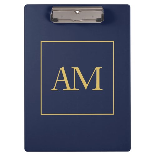 Blue Gold Colors Monogram Initial Letters Clipboard