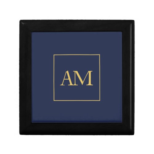 Blue Gold Colors Monogram Initial Letters Gift Box