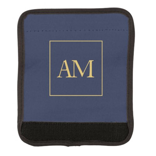 Blue Gold Colors Monogram Initial Letters Luggage Handle Wrap