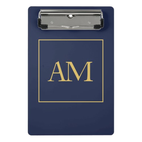 Blue Gold Colors Monogram Initial Letters Mini Clipboard