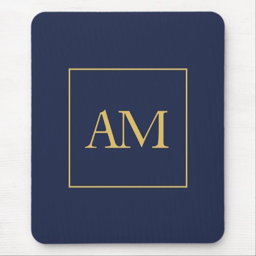 Blue Gold Colors Monogram Initial Letters Mouse Pad