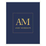 Blue Gold Colors Monogram Initial Letters Name Flyer
