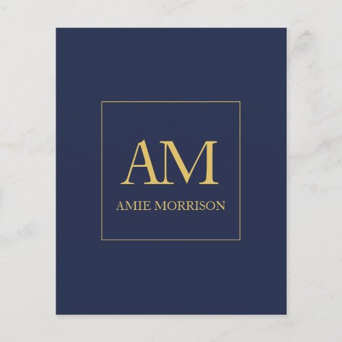 Blue Gold Colors Monogram Initial Letters Name Flyer