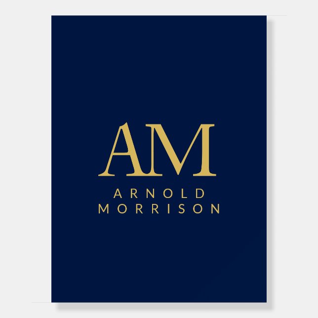 Blue Gold Colors Monogram Initial Letters Name Foam Board (Front)