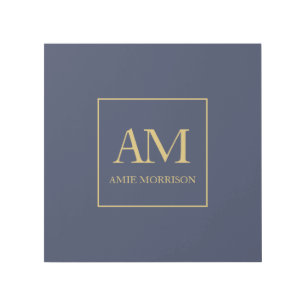 Blue Gold Colors Monogram Initial Letters Name Gallery Wrap