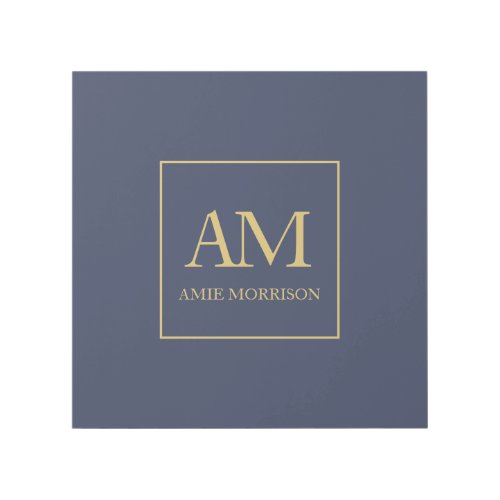 Blue Gold Colors Monogram Initial Letters Name Gallery Wrap